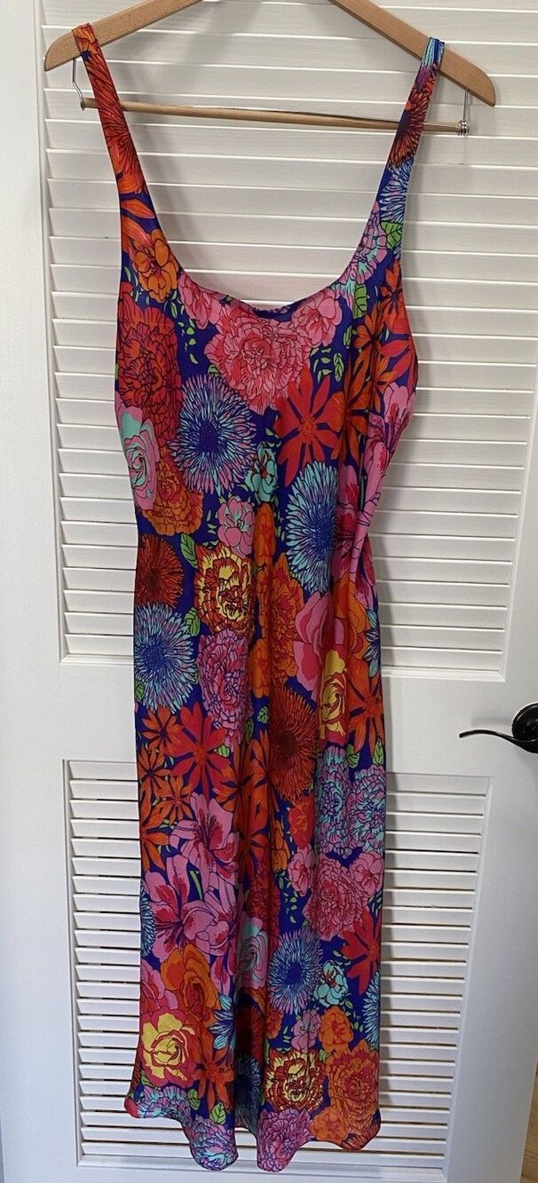 Natori Bold Floral Maxi Chemise Nightgown Dress - Vibrant Tropical Loungewear L